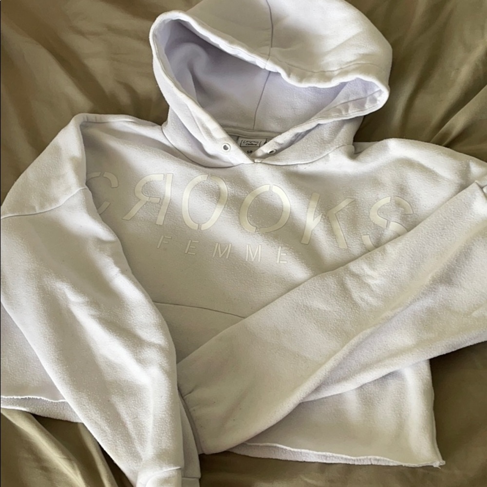 white cropped hoodie